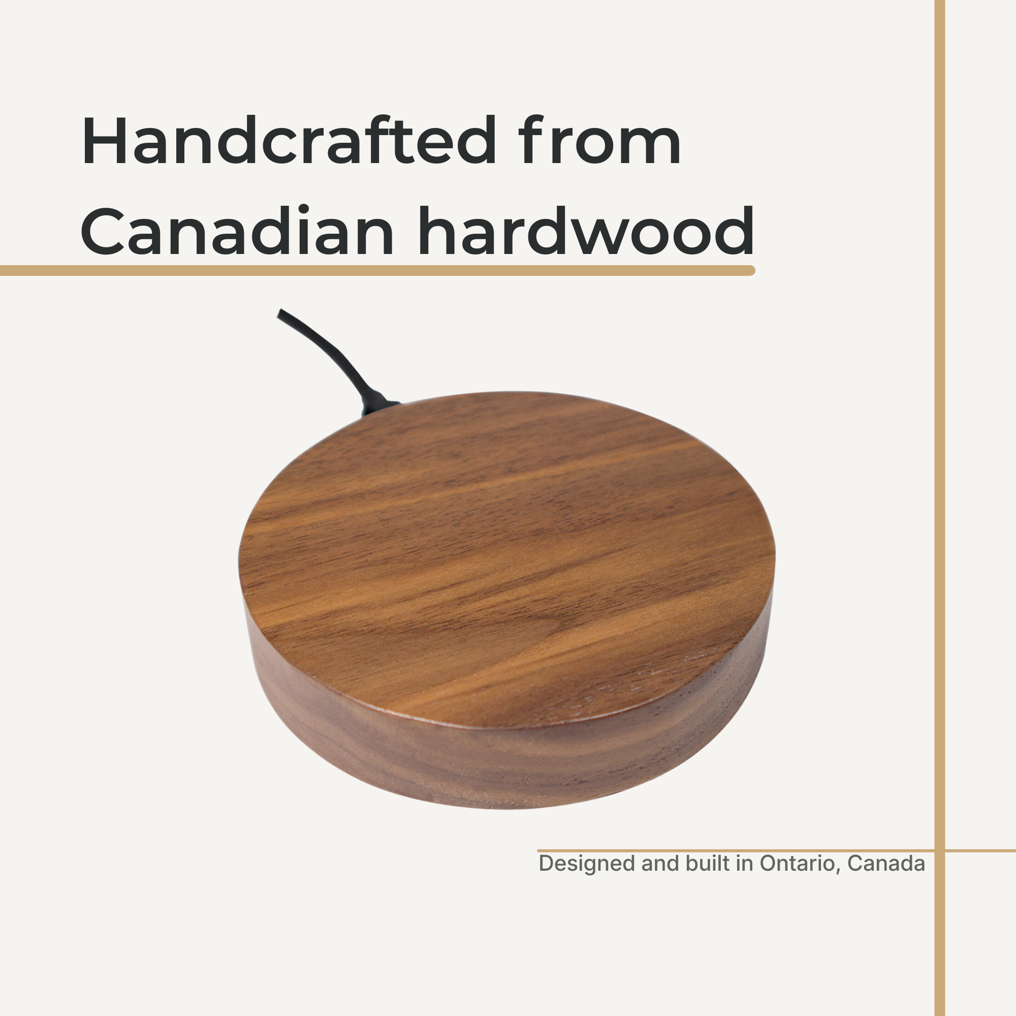 Handcrafted Wooden Wireless Charger in solid oak with phone charging